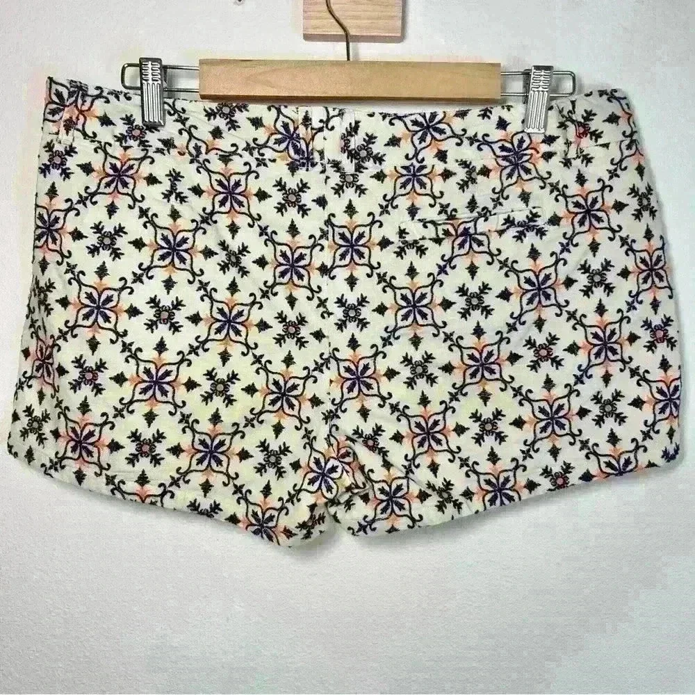 Lucky Brand Women’s Blue and Bright Orange Embroidered Cotton Shorts Size 30